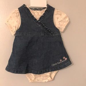 Baby 2 piece Calvin Klein onesie and dress size 6m